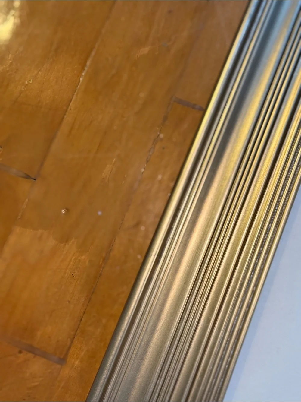 Pottery Barn Hayes Silver/Gold looking Ribbed Picture Frame with White Mat - Picture 2 of 4